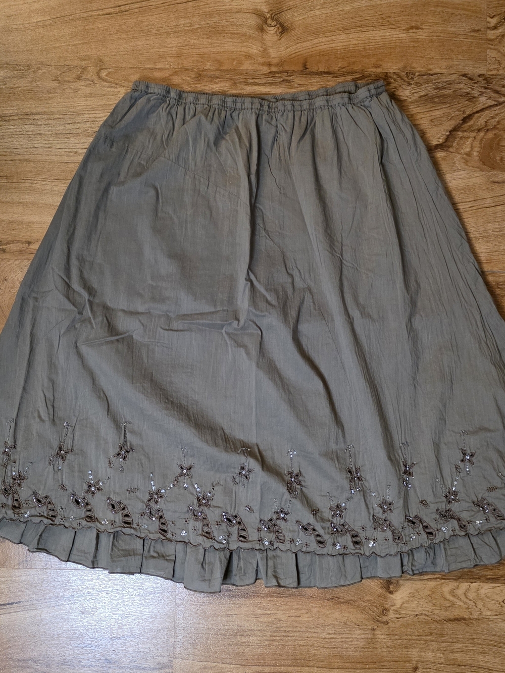 Y2K Allison Brittany Brown Embellished A Line Skirt